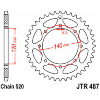 JT SPROCKETS Steel Standard Rear Sprocket 487 - 520 for Kawasaki ESTRELLA250, KL650TENGAI, KLE500 JTR487.43