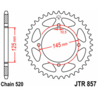 JT SPROCKETS Standard Stahlritzel hinten 857 - 520 für Yamaha TT600, XT500, XT550 MZ 660BAGHIRA, 660MASTIFF JTR857.40