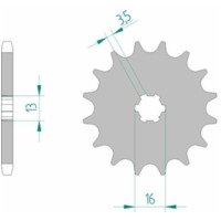 AFAM Steel Standard Front Sprocket 22102 - 428 for Suzuki DS80, GT80, TS80