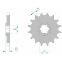 AFAM Standard Stahlritzel vorne 22205 - 428 für Hyosung 125KARIONRT, GA125CRUISE, GF125 Suzuki GN125, GZ125MARAUDER, TU125