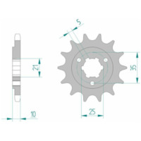 AFAM Steel Standard Front Sprocket 22602 - 525 for Suzuki DR650, DR800, XF650