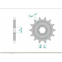 AFAM Steel Standard Front Sprocket 24203 - 428 for Kawasaki D-TRACKER125, KLX125