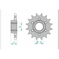 AFAM Steel Standard Front Sprocket 37600 - 525 for Aprilia CAPONORD1200, DORSODURO1200, DORSODURO750 37600-17