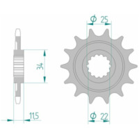 AFAM Steel Standard Front Sprocket 43400 - 520 for Sherco SE4.5I, SE5.1I 43400-14