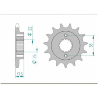 AFAM Standard Stahlritzel vorne 52616 - 525 für Ducati 796HYPERMOTARD, 796MONSTER, 950MULTISTRADA 52616-15