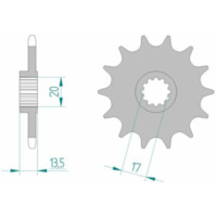 AFAM Standard Stahlritzel vorne 55300 - 520 für Fantic 125.3TRIAL, 305TRIAL, 307TRIAL