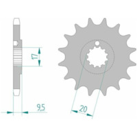 AFAM Selbstreinigendes Stahlritzel vorne 94202 - 428 für Beta, KTM, Husqvarna 94202+13