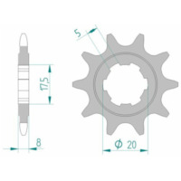 AFAM Standard Stahlritzel vorne 94306 - 520 für Sherco ST0.8, ST1.25, ST2.0 Scorpa 300TWENTY