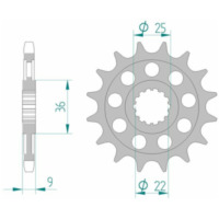 AFAM Steel Standard Front Sprocket 94900 - 525 for Benelli TNT1130, TNT899, TORNADO900TRE