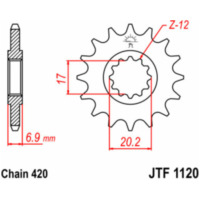 JT SPROCKETS Steel Standard Front Sprocket 1120 - 420 for Rieju, Peugeot, Aprilia JTF1120.11