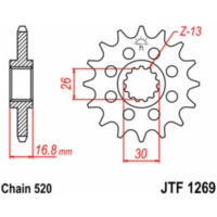 JT SPROCKETS Steel Standard Front Sprocket 1269 - 520 for Honda CB600FHORNET, CB900FHORNET, CBR1000RR JTF1269.16