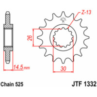 JT SPROCKETS Standard Stahlritzel vorne 1332 - 525 für Honda CB1000R, CB750, RVF750 JTF1332.17