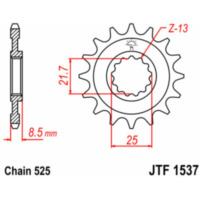 JT SPROCKETS Steel Standard Front Sprocket 1537 - 525 for Kawasaki KLV1000, NINJAZX-10R, NINJAZX-9R