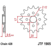 JT SPROCKETS Standard Stahlritzel vorne 1905 - 428 für Beta, Husqvarna, KTM