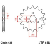 JT SPROCKETS Stahl Ritzel vorne 418 - 428 für Kawasaki KE100, KE125, KH125 Yamaha DT125