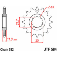 JT SPROCKETS Standard Stahlritzel vorne 584 - 532 für Yamaha FZR1000, GTS1000, YZF1000R