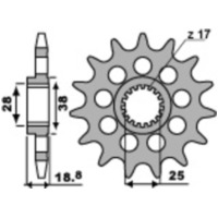 PBR Steel Standard Front Sprocket 2078 - 525 for Aprilia, BMW, Husqvarna 2078.17.18NC