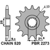 PBR Standard Stahlritzel vorne 2273 - 520 für Kawasaki NINJA300, NINJA400, Z300 2273 14 18NC