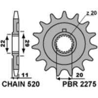 PBR Standard Stahlritzel vorne 2275 - 520 für Sherco 125SC, 125SE-R, 250SCF 2275.14.18NC