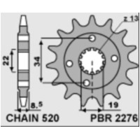 PBR Steel Standard Front Sprocket 2276 - 520 for KTM 390DUKE, RC390, RC390R Husqvarna SVARTPILEN401, VITPILEN401 2276.15.18NC