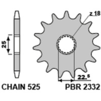 PBR Standard Stahlritzel vorne 2332 - 525 für Triumph BONNEVILLE1200BOBBER, BONNEVILLE1200T120, THRUXTON1200 2332 17 18NC