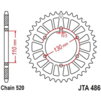 JT SPROCKETS Aluminium Ultraleichtes selbstreinigendes Kettenrad 486-520 für Kawasaki NINJA250R