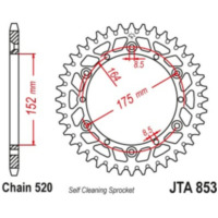 JT SPROCKETS Aluminium Ultraleichtes selbstreinigendes Kettenrad 853-520 für Yamaha IT250, WR125, WR250 JTA853.52BLK