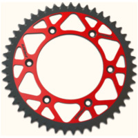 PBR Twin Color Kettenrad Rot/Schwarz 53 Zähne Aluminium ultraleichtes selbstreinigendes Kettenrad Hart eloxiert 520 Pitch Typ 899 für Husqvarna, für: Gas Gas, KTM