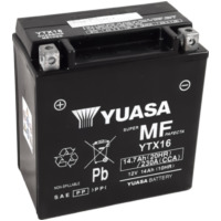 YUASA W/C Battery Maintenance Free Factory Activated - YTX16 FA for Suzuki, Kawasaki, BMW