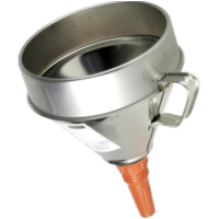 Tin funnel with brass mesh