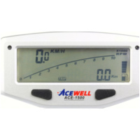 ACE-1500 digital bike speedometer with bar tachometer function and fuel gauge, white display