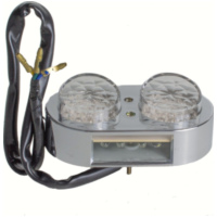 # SHIN YODoppel-Mini-LED-Rücklicht, verchromt, E-geprüft, Kabelbelegung: grün = Masse, orange = Rücklicht, blau = Bremslicht