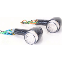 Blinkleuchte, Blinklicht #SHIN YO LED-Blinker, BULLET Carbonlook, rund, für hinten E-geprüft, Paar.