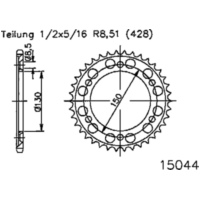 Steel Rear sprocket XLR125 R-W51Z Kr-1249-1544E-51Z-428