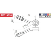 Fitting 10,2 mm, 20° gewinkelt (in 2 Ebenen), blau