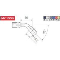 Fitting 10.2 mm, 45° angled, blue