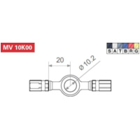 Fitting 10.2 mm, 180° with two connections, yellow