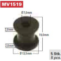 Gummitülle MV1519, rund, 13,5mm Durchmesser, 19 mm hoch, Öffnung 7 mm