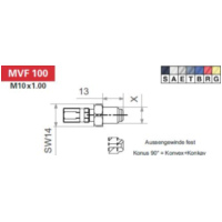 Variofitting M10 x 1,00, Außengewinde fest, Konus 90° = Konvex + Konkav, Schwarz