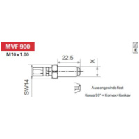 Variofitting M10 x 1,00, Außengewinde fest, Konus 90° = Konvex + Konkav, Edelstahl MVF900E
