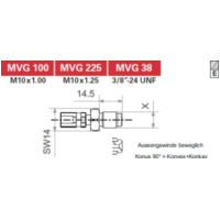 Variofitting M10 x 1,00, male thread movable, cone 90° = convex + concave, stainless steel