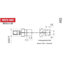 Variofitting M10 x 1,00, inner thread fixed, cone 120° = concave, stainless steel