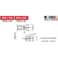 Variofitting M10 x 1,25, Innengewinde beweglich, Konus 90° = Konvex, Gelb