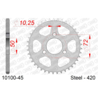 Steel Chain Wheel - Rear Sprocket AFAM 420 - 45t SILVER 1010045