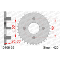 Steel Chain Wheel - Rear Sprocket AFAM 420 - 35t SILVER 1010635