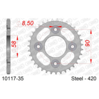 Steel Chain Wheel - Rear Sprocket AFAM 420 - 35t SILVER 1011735
