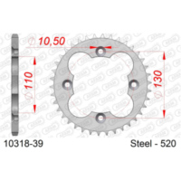 Steel Chain Wheel - Rear Sprocket AFAM 428 - 47t SILVER 1023747
