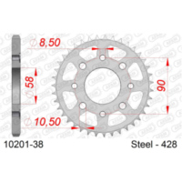 Stahl-Kettenrad AFAM 428 - 38Z Silber 1020138