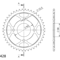 Steel-Rear Sprocket / Chain Wheel Supersprox 428/42t black 10204-42