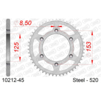 Steel Chain Wheel - Rear Sprocket AFAM 520 - 45t SILVER 1021245